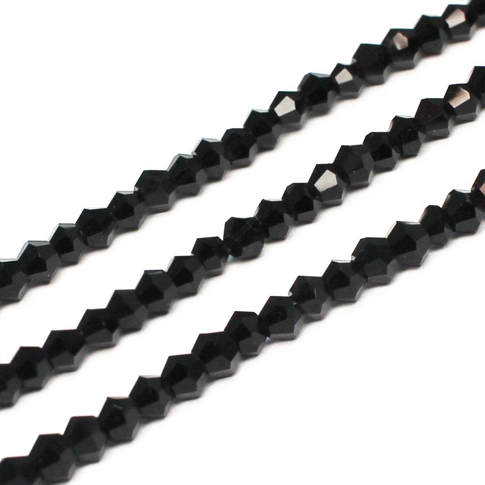 Premium Crystal 3mm Bicone Beads - Jet Black