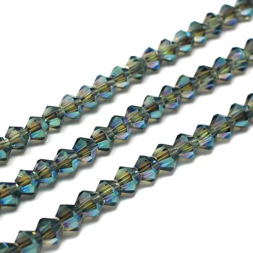 4mm crystal bicone beads electric green — faceted for jewelry making and beadwork