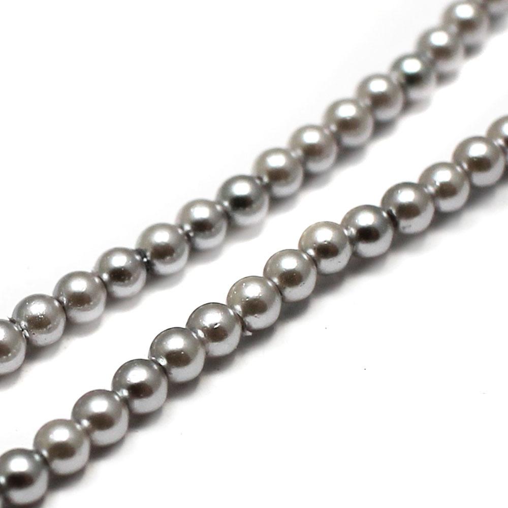 Glass Pearl Round Beads 2.5mm - Silver Dust