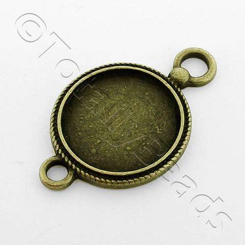 Bronze Metal Connector  Cabachon Disc 24x38mm 2pcs