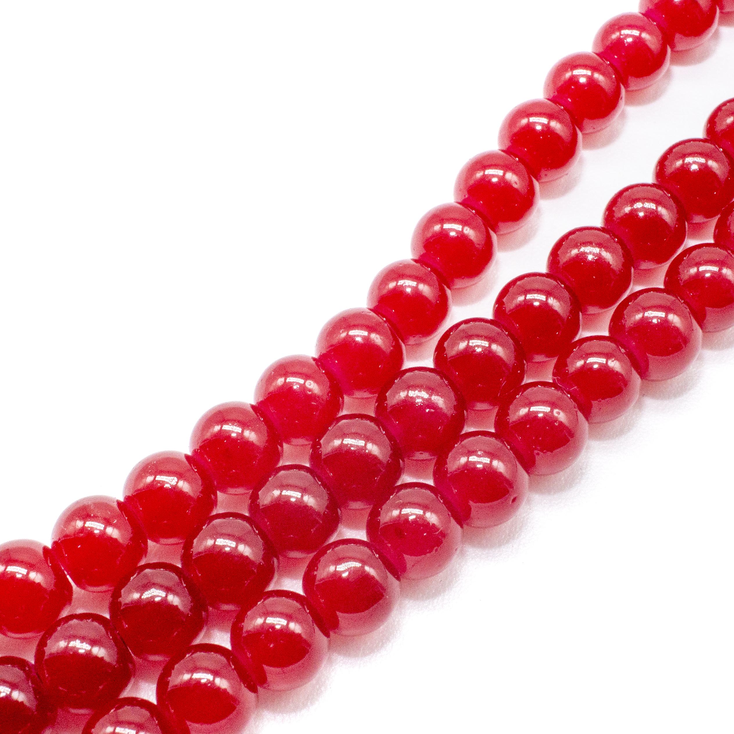 Milky Glass Beads 6mm - Opal Red