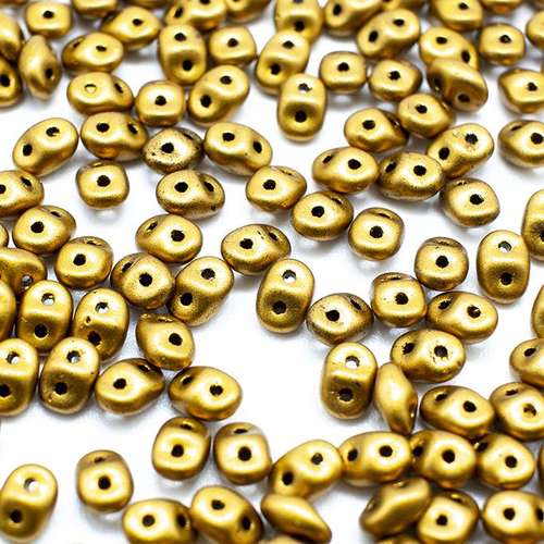 10g Czech glass Rulla beads mat met. antique gold — two-hole beads for jewelry making and bead weaving