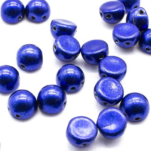 7mm Czech glass glass beads sat. metallic lapis blue — pack of 25, high-quality two-hole beads ideal for jewelry making, bead weaving, an…
