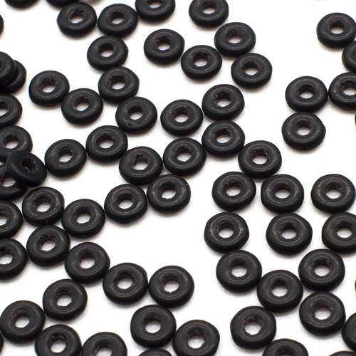 4mm Czech glass glass beads ring 4mm 5g 180pcs - matt jet black — pack of 5, high-quality two-hole beads ideal for jewelry making, bead w…