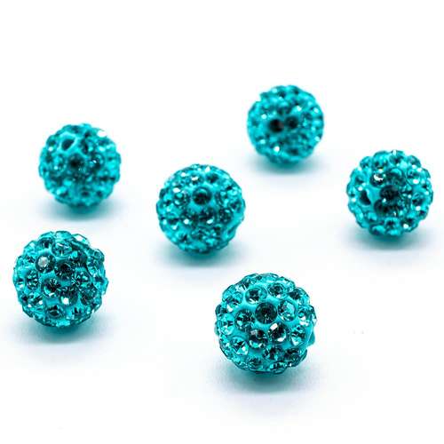Shamballa Bead 10mm Round - Turquoise 1pc