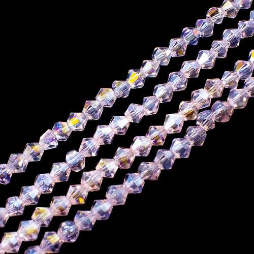 3mm crystal bicone beads pink ab — AB finish, faceted for jewelry making and beadwork
