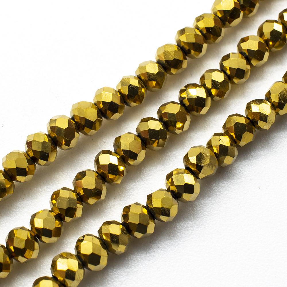 Crystal Rondelle 3x4mm - Gold Plate 130pcs