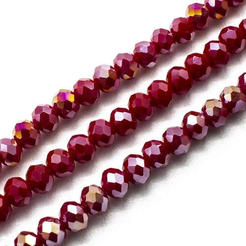 4mm crystal beads royal red ab — AB finish, faceted for jewelry making and beadwork