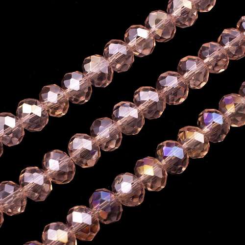 6mm crystal beads peach ab, pack of 100 — AB finish, faceted for jewelry making and beadwork