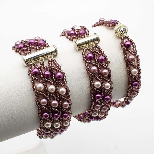 Snake Stitch Make 3 Bracelets project kit - amethyst bracelet making kit — DIY set with beads and instructions for creating handmade jewelry
