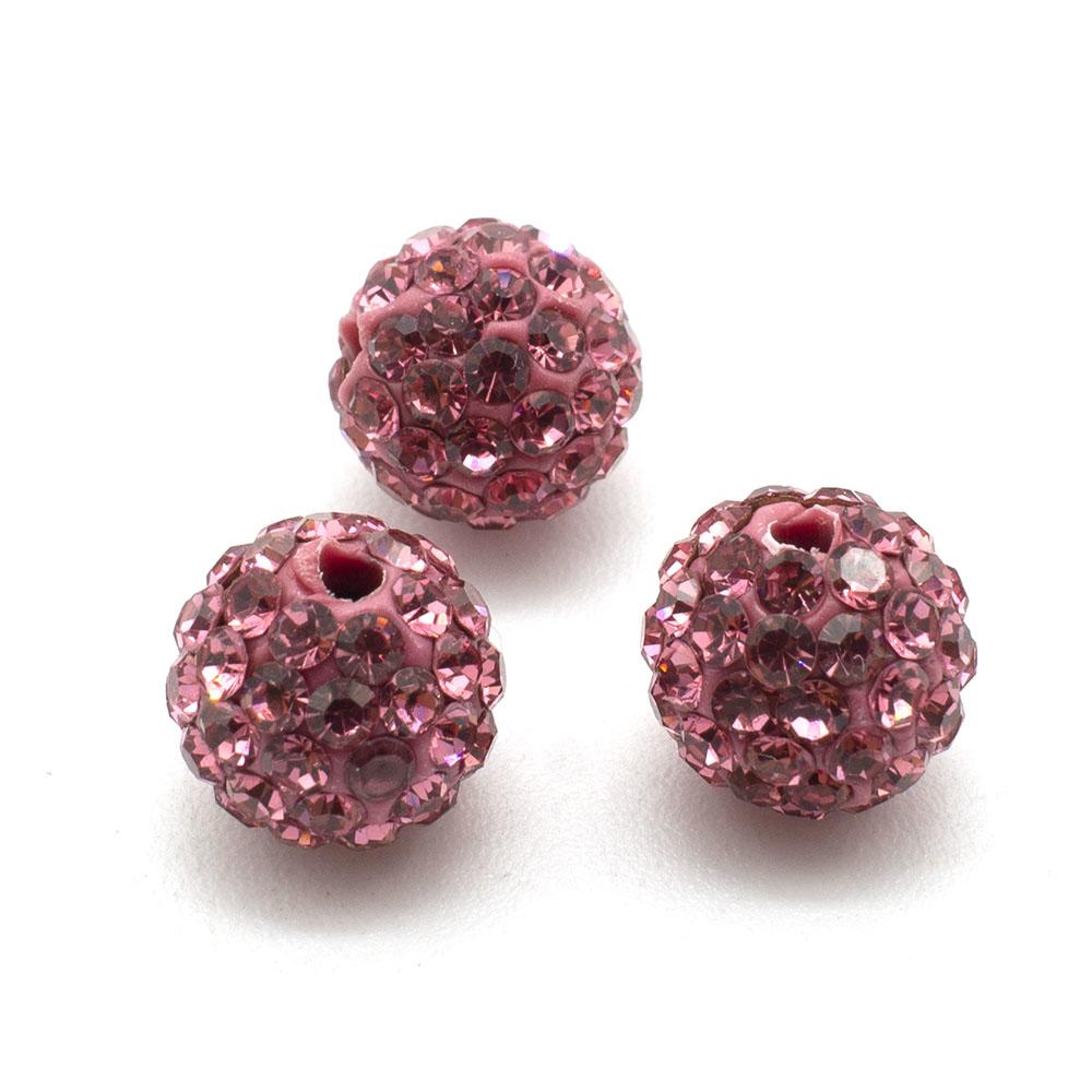Shamballa Bead 10mm Round - Dark Pink 1pc