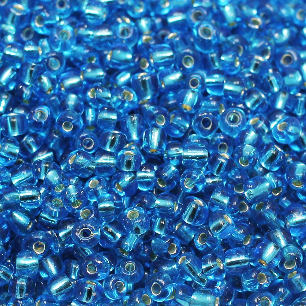FGB Seed Beads Size 6 Silver Lined Sea Blue - 50g