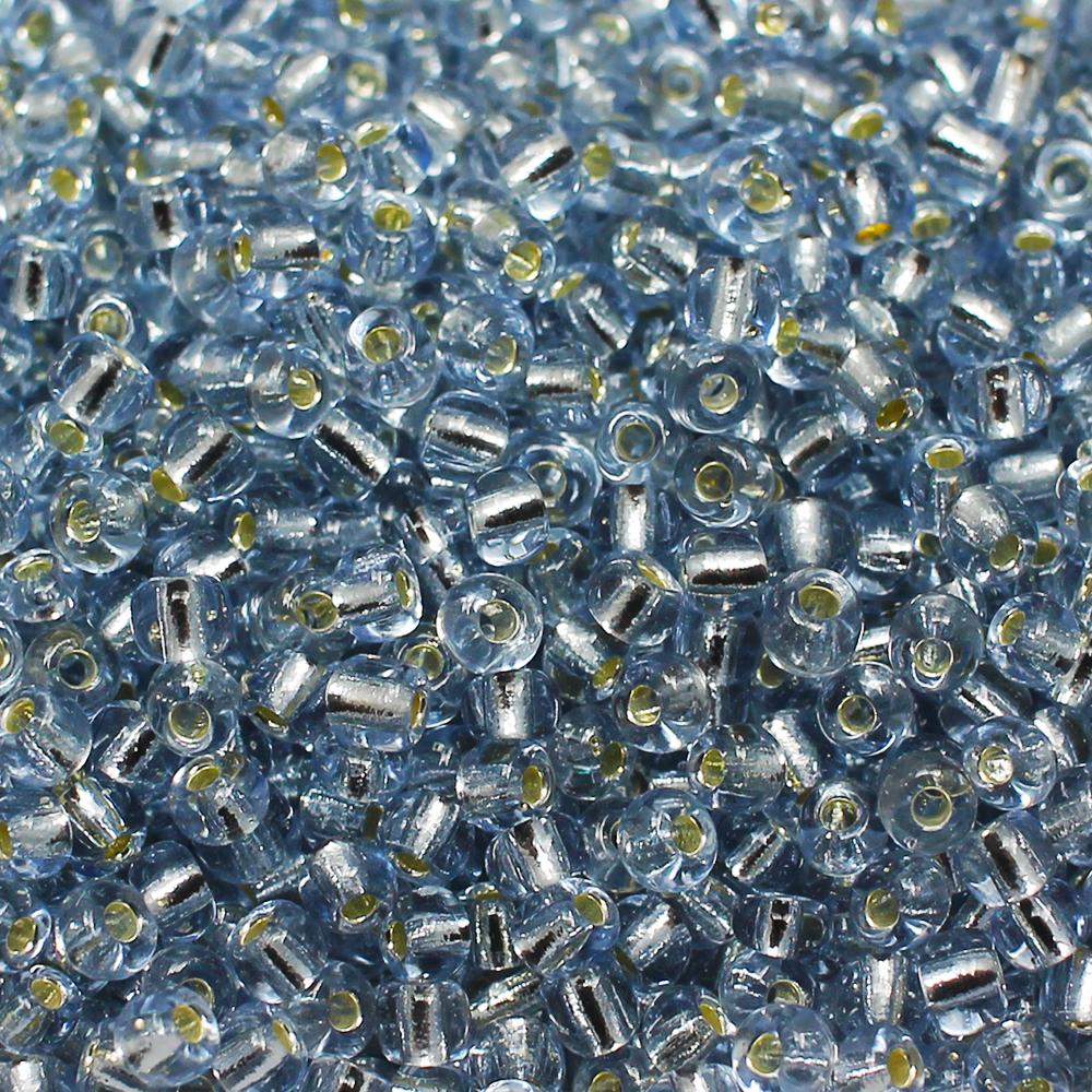 FGB Seed Beads Size 6 Silver Lined Ice Blue - 50g