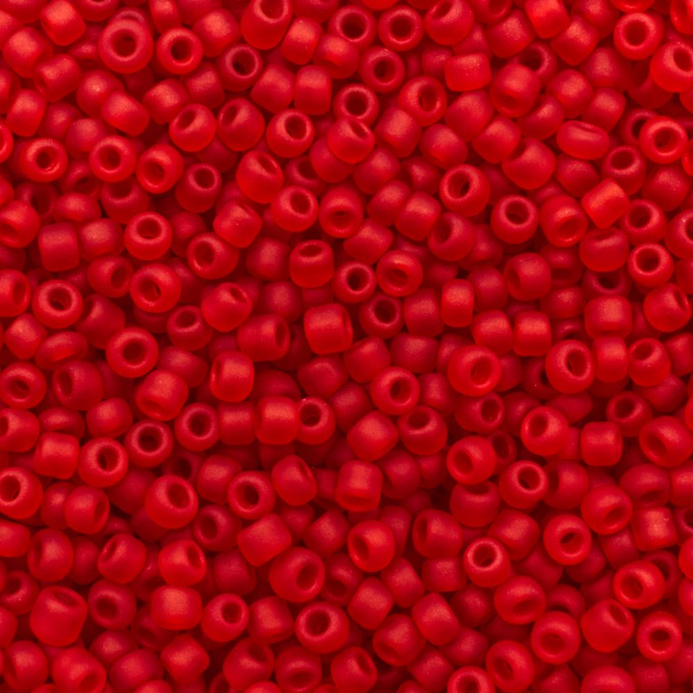 FGB Seed Bead Size 8 - Frosted Fire Red 50g