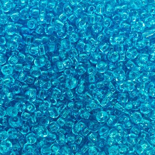 size 8 FGB glass seed beads transparent light blue — 50g pack, ideal for bead weaving, embroidery, and jewelry making