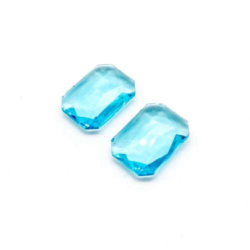 Glass Cyan Medium Rectangle 22x16mm