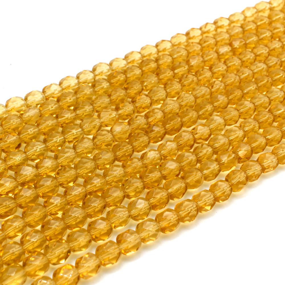 Faceted Glass Round 6mm Beads 10 Strings Gold