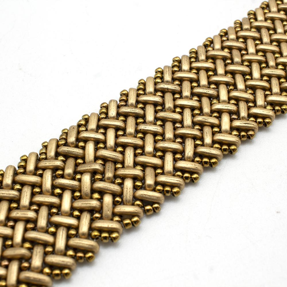 Chevron Stitch Bracelet with Czech Bars - Matte Metallic Antique Bronze