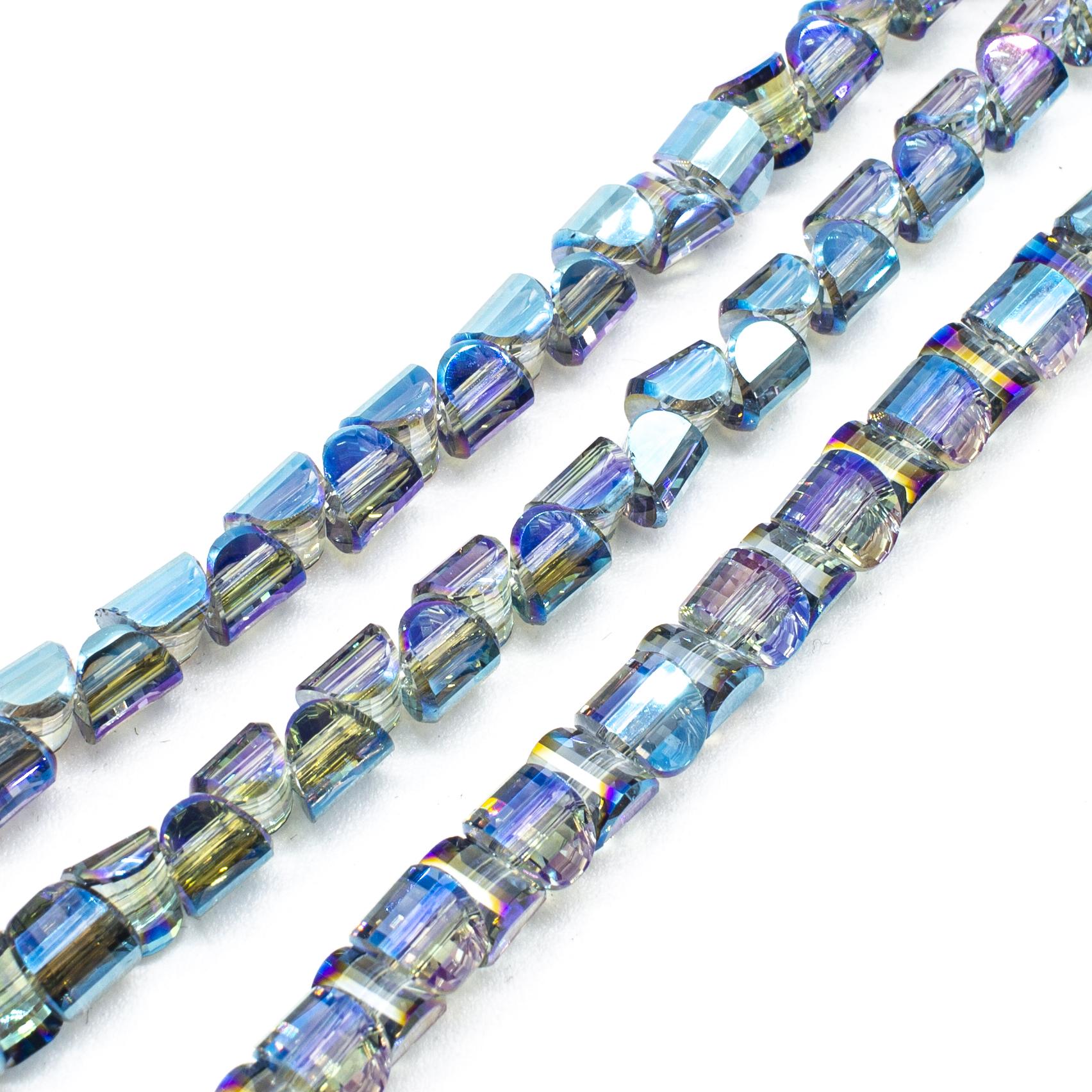 Crystal Saddle Beads 6mm 60pcs - Rainbow Blue