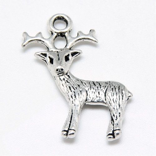 Antique Silver Charm - Reindeer 10pcs