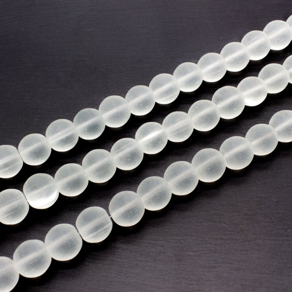 Glass Beads Frosted Round 12mm - Clear