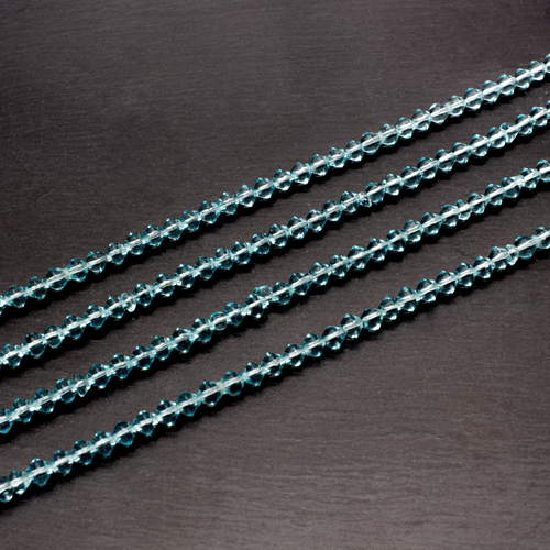 Glass Rounded Bicone 4mm - Light Cyan