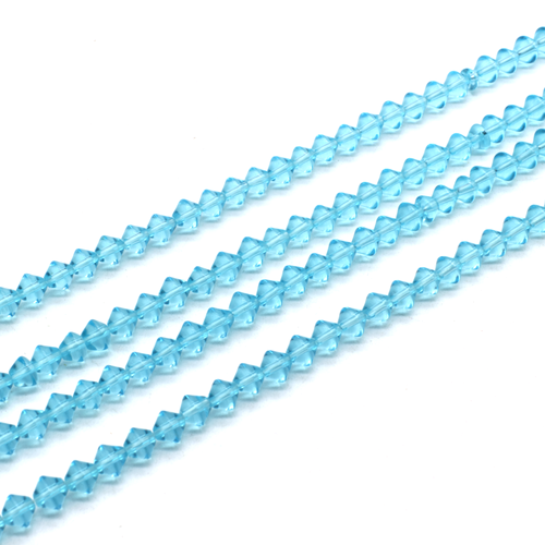 Glass rounded Bicone 6mm - Cyan