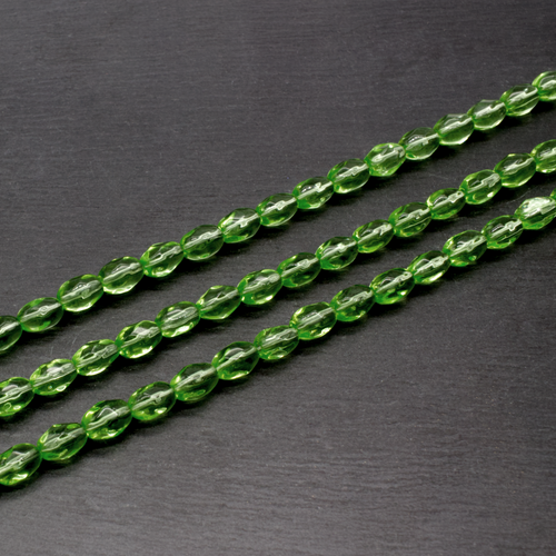 Glass Beads Facet Rice 8x6mm - Mint Green
