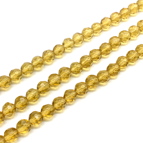 Glass Facet Round 10mm - Yellow