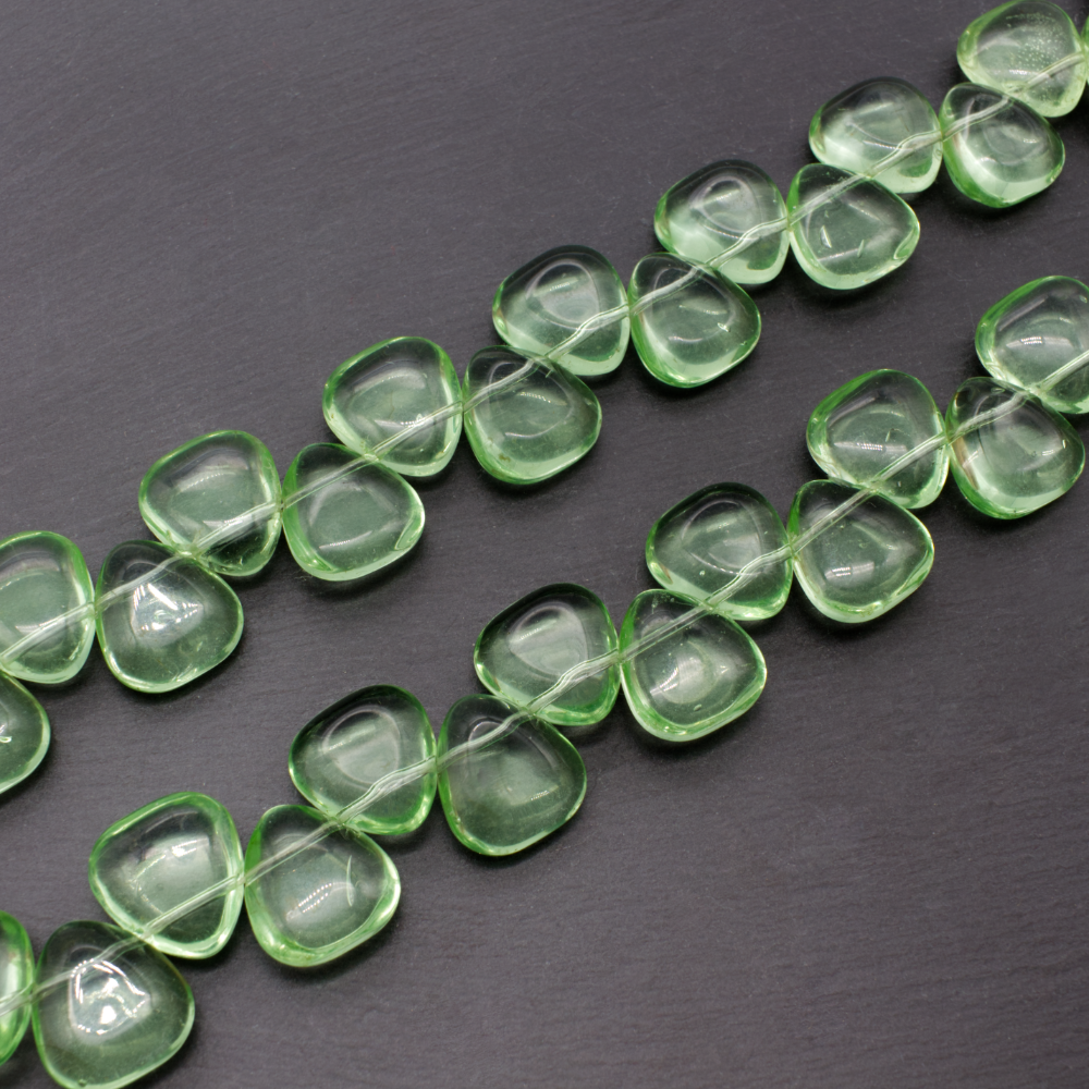 Glass Flat Heart-Shaped Axehead 15x14mm - Mint Green