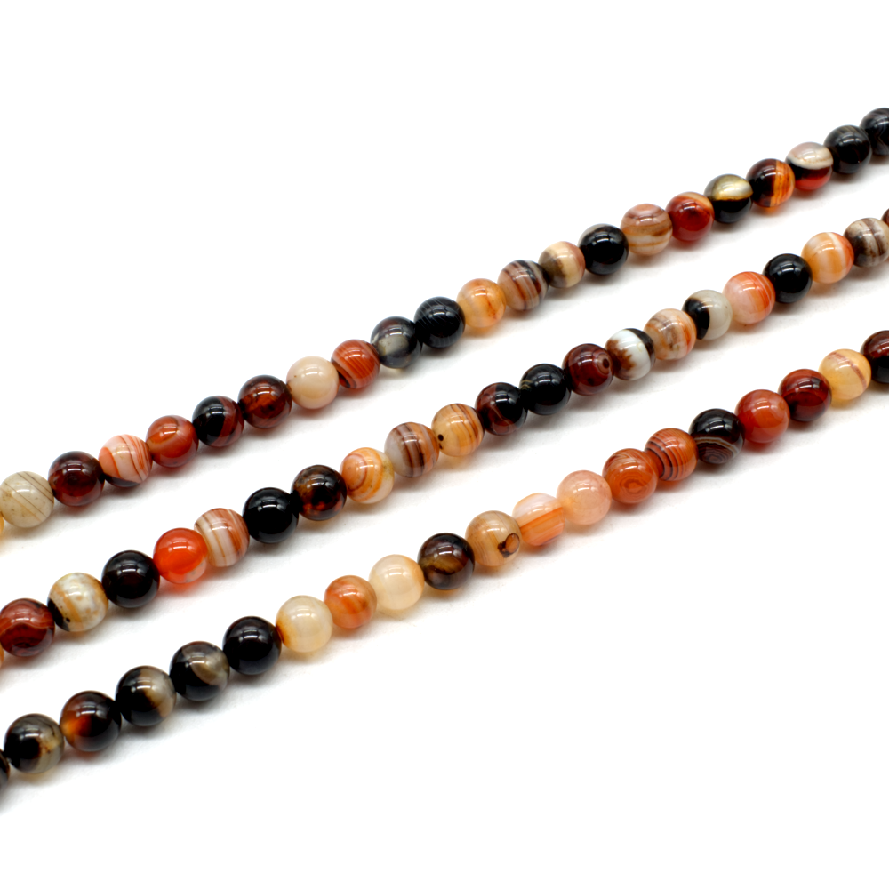 Banded Agate Round 6mm 15" Strand - Autumn