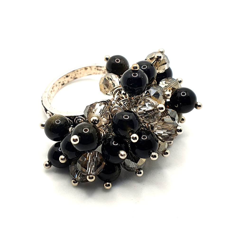 Headpin Ring Bead Pack - Gold Obsidian