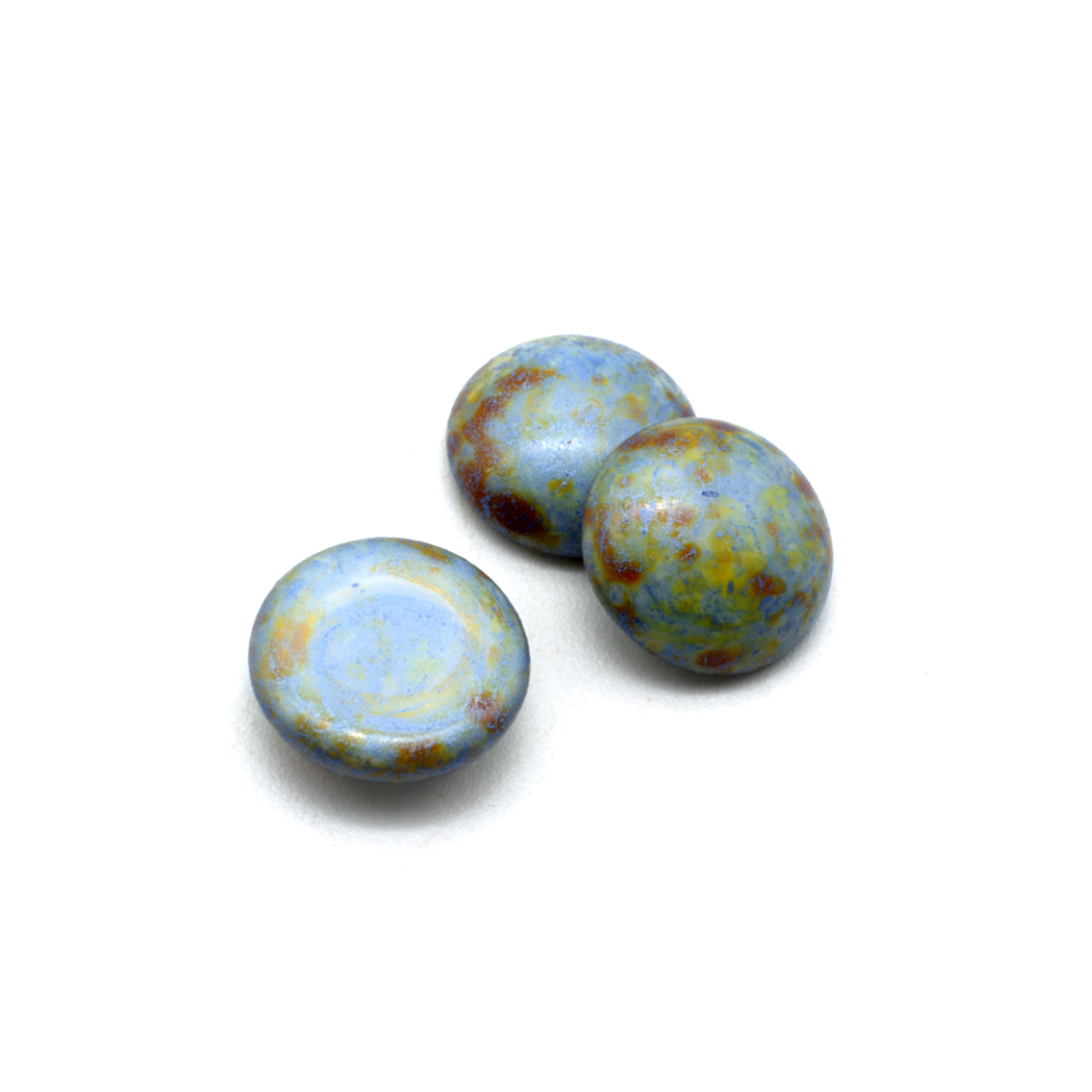 Par Puca Cabochon - 14mm - Opaque Blue/Green Spotted