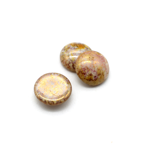 Par Puca Cabochon - 14mm - Opaque Mix Rose/Gold Ceramic Look