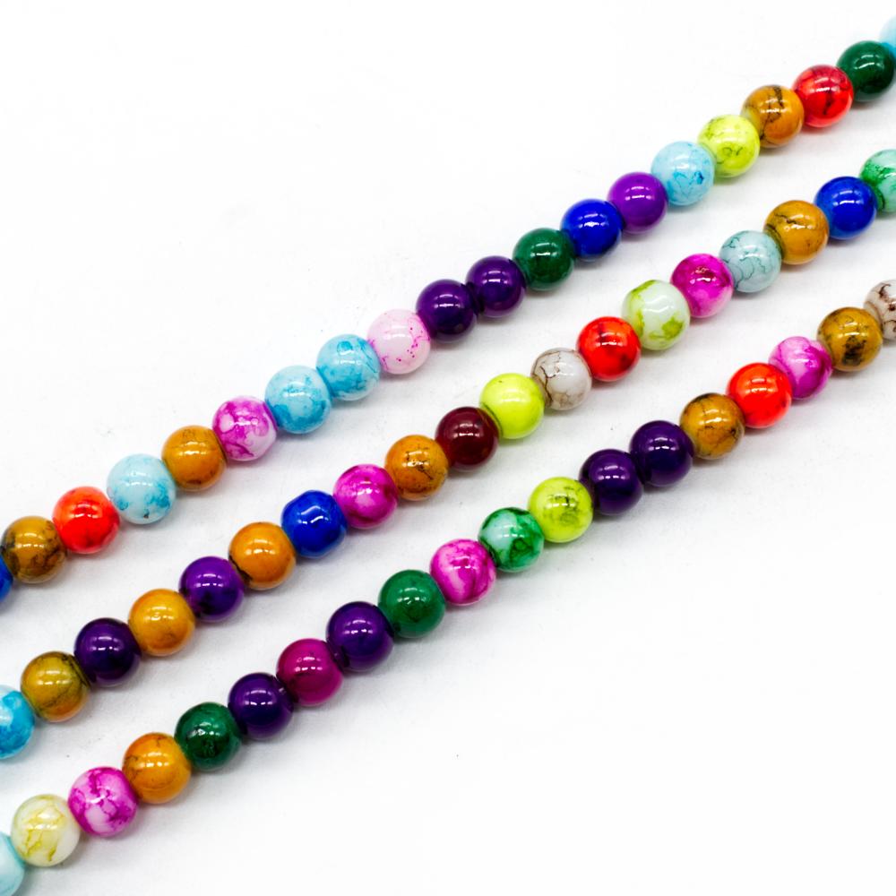 Marble Glass Beads Round 6mm - Mixed Colours