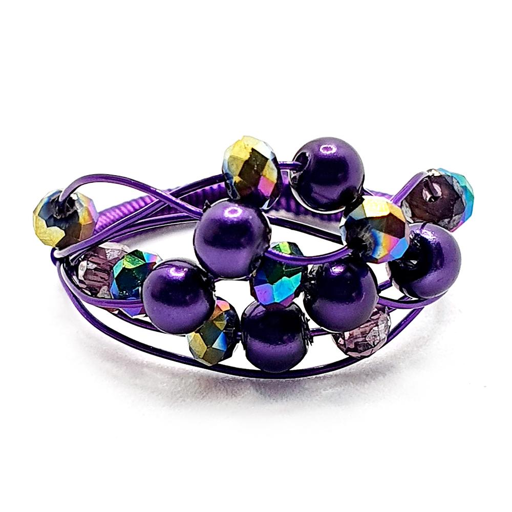 Starlight Ring purple velvet jewelry making kit — DIY set with beads and instructions for creating handmade jewelry