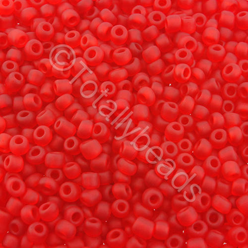 Seed Beads Transparent Frosted  Red - Size 8 100g