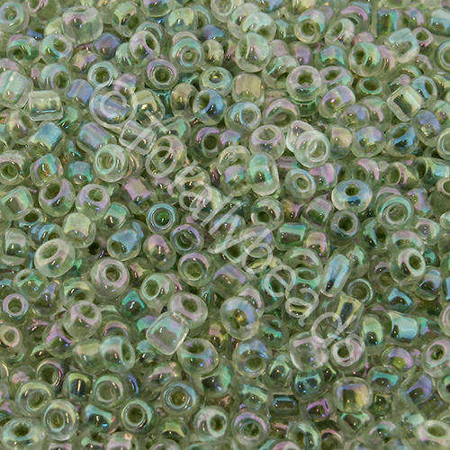 Seed Beads Colour Lined Rainbow  Green - Size 8 100g