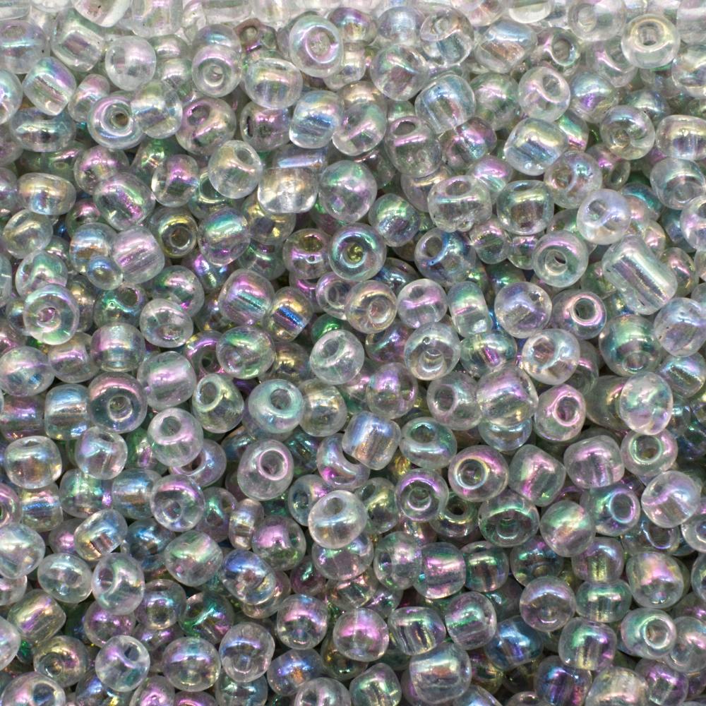 Seed Beads Transparent Rainbow  Clear - Size 6 100g