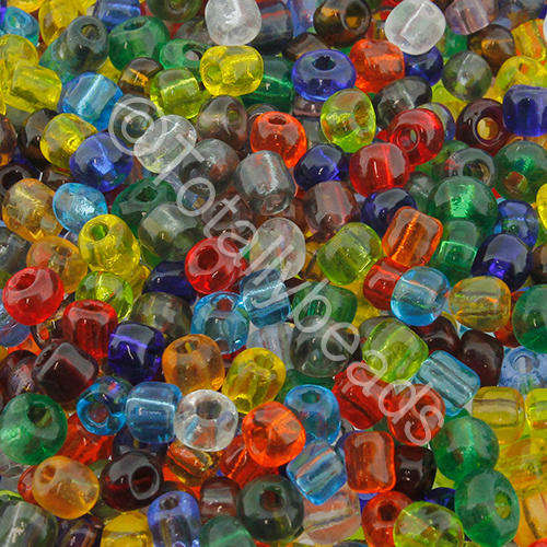 Seed Beads Transparent  Mixed - Size 6 100g