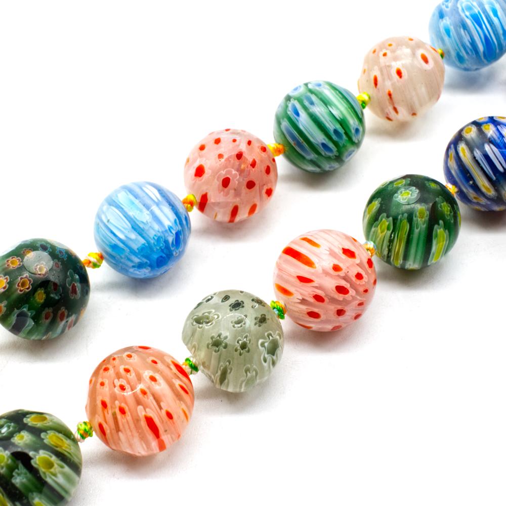 Millefiori Beads Round Cut Faced 20mm - Mixed