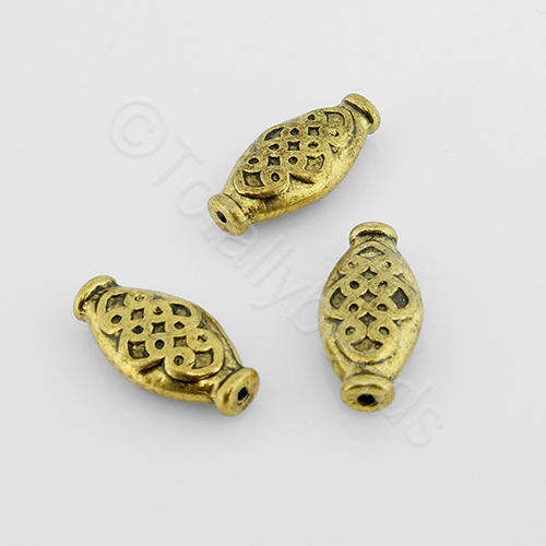 Antique Gold Bead - Oval 14mm 6pcs