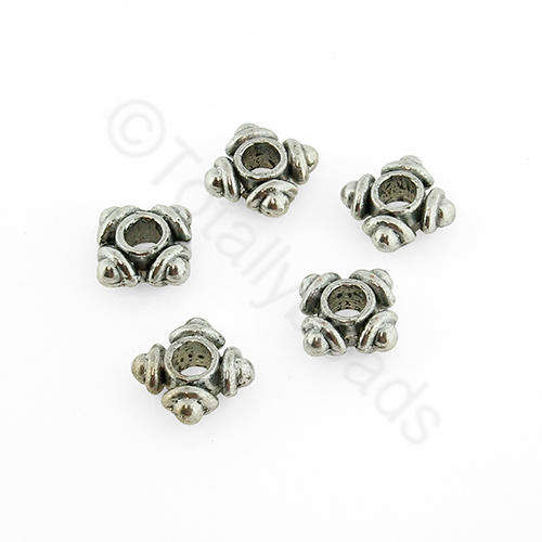 Antique Silver Metal Bead - Square 6mm 30pcs