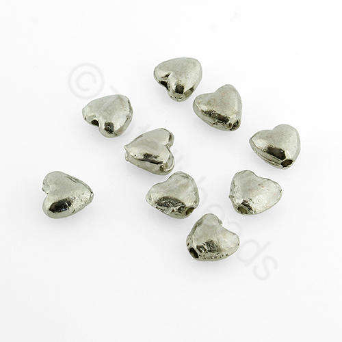 Antique Silver Bead Heart 6mm 20pcs