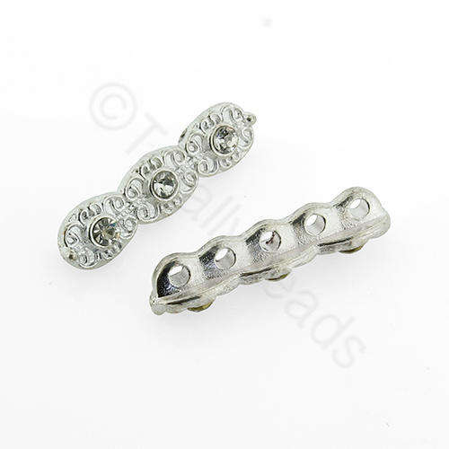 Metal Connector - Crystal Bar 25mm - 1pc Antique Silver