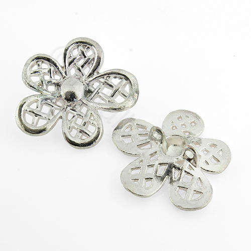 Silver Metal Connector - Flower 31mm 3pcs