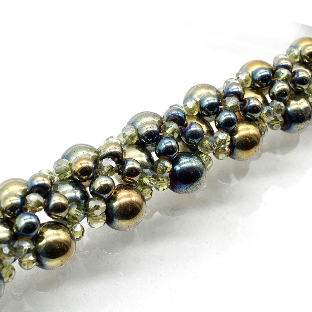 Hematite Hugs & Kisses Bracelet green gold bracelet making kit — DIY set with beads and instructions for creating handmade jewelry