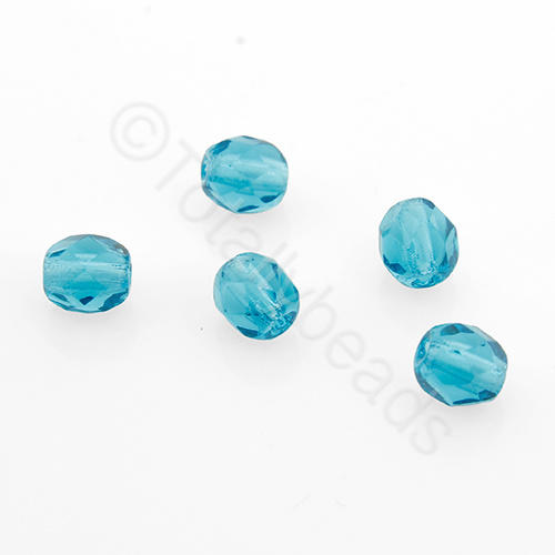 Czech Fire Polished 4mm Faceted - Teal - 100pcs