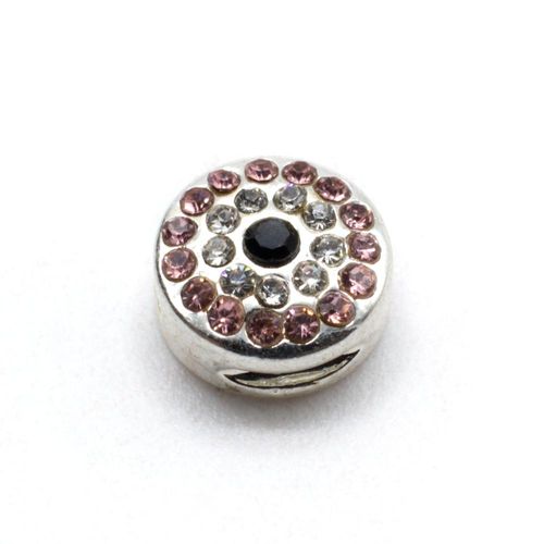 Shamballa Silver Coin - Light Pink