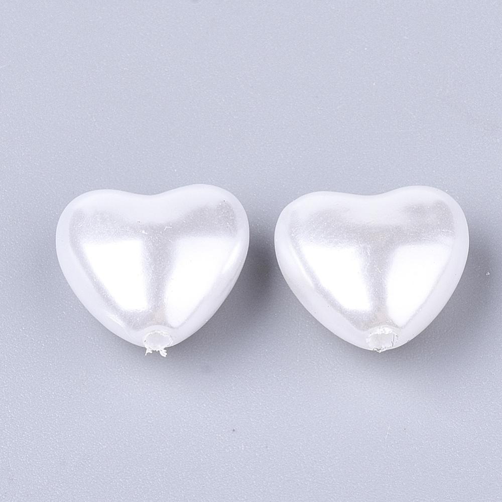 Acrylic Heart Pearl Beads White 12mm - 12pcs